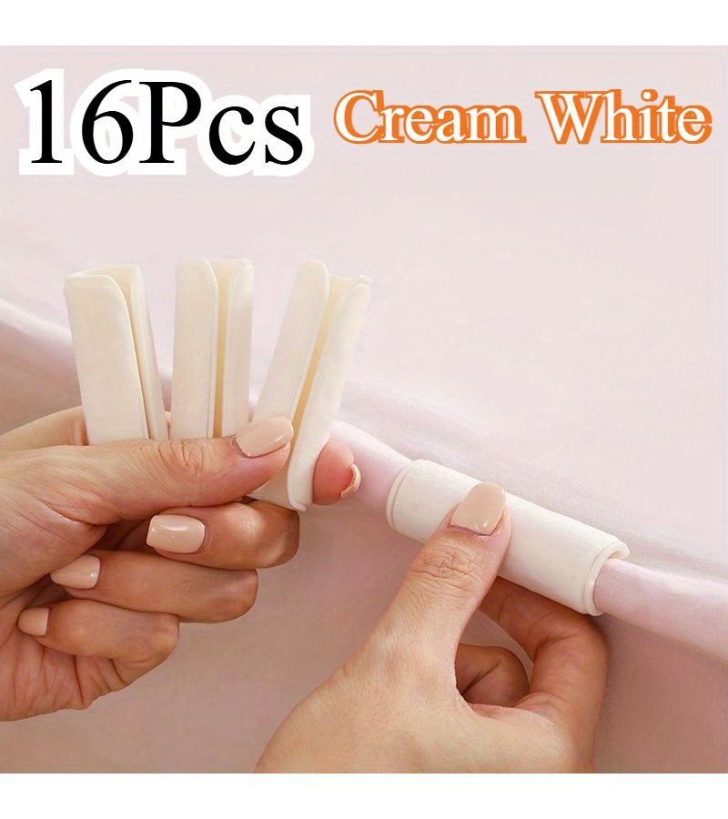 16 Pieces Light Pink Bed Sheet Clips Corner Grippers Angle Fixers Needle Free Bedspread Comforter Duvet Cover Fasteners Removable Reusable Blanket Securers Home Bedroom Dormitory Use - Image 4