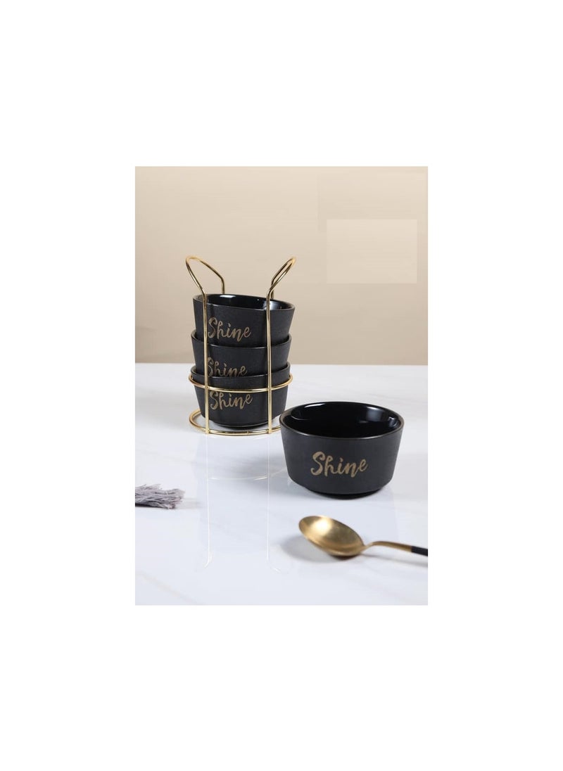 MARBLE - Porcelain Soup Mug Set of 4 Pieces, Black Marble SB361SYS-BLACK - Image 1