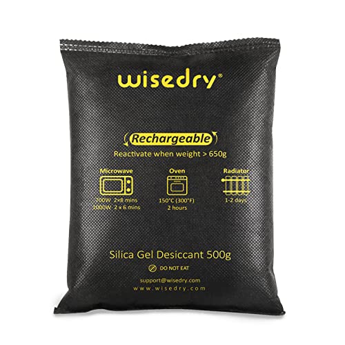 wisedry 4 x 500 Grams [4.4 lbs] Rechargeable Silica Gel Car Dehumidifier, Microwave Fast Reactivated Desiccant Packets Large for Gun Safe Closet Basement Garage Storage Moisture Absorber Bag Reusable - Image 1