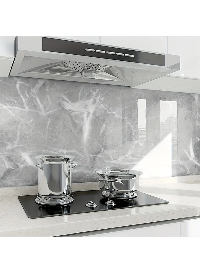 زيمي ورق حائط رخامي ذاتي اللصق سهل التركيب، لفة واحدة - مقاوم للماء والزيت، غشاء فينيل قابل للإزالة، مناسب لظهر المطبخ، وطاولة الحمام، وديكور المنزل - ملصق بنمط رخامي أبيض متعدد الاستخدامات، وإكسسوارات حمام رخامية - Image 4