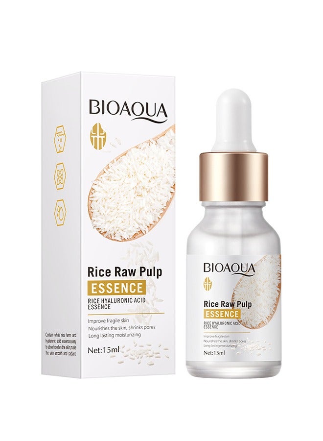 BIOAQUA Rice Raw Pulp- Face Whitening Serum, Moisturizing Essence Anti Acne Aging, Rice Skin Care, Boost Skin Collagen, Firming Smooth Skin, 15 ml  - Image 1