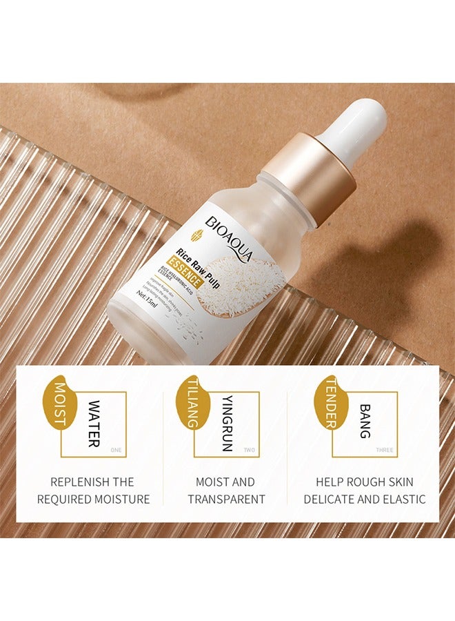 BIOAQUA Rice Raw Pulp- Face Whitening Serum, Moisturizing Essence Anti Acne Aging, Rice Skin Care, Boost Skin Collagen, Firming Smooth Skin, 15 ml  - Image 2