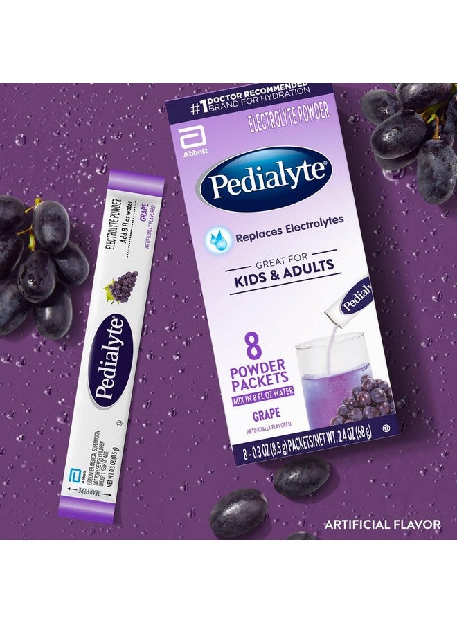 Pedialyte Electrolyte Powder, Hydration Drink for Kids & Adults, Grape, 8 Powder Packets - Image 2