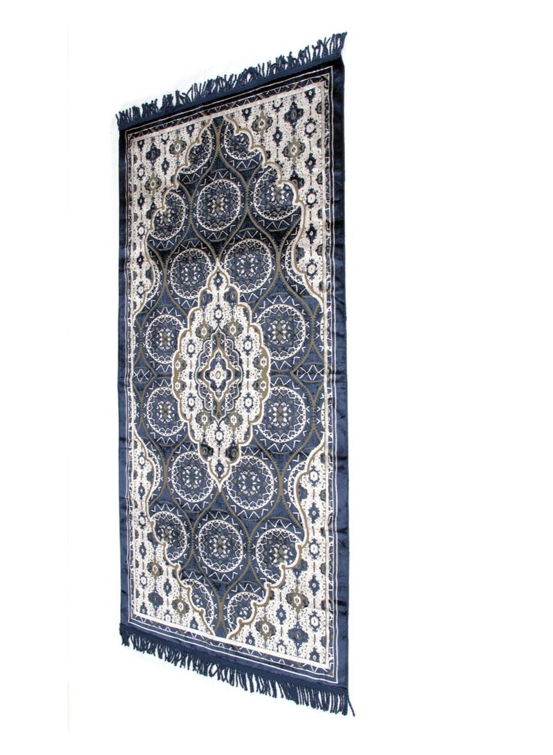 Vitacelli سجادة صلاة إسلامية بجزء علوي مخملي مضاد للانزلاق 614 جرام لكل متر مربع بتصميم جديد سجادة صلاة مبطنة سميكة للرجال والنساء هدية عيد رمضان (140 سم × 70 سم) - Image 1