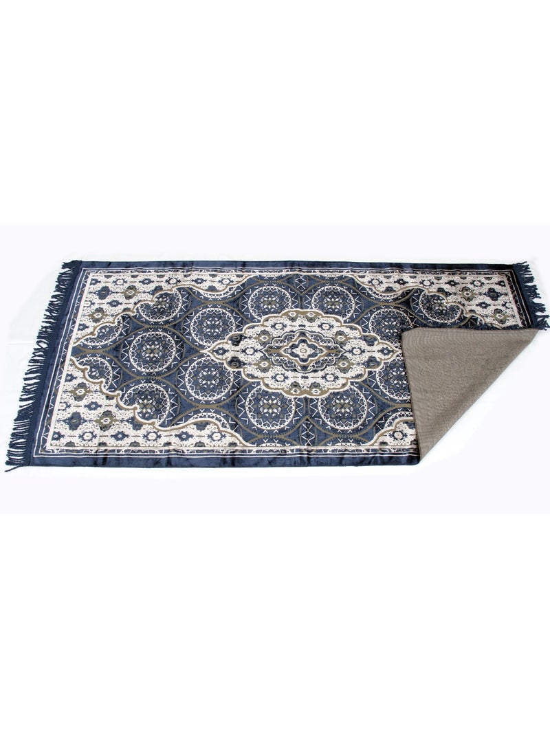 Vitacelli سجادة صلاة إسلامية بجزء علوي مخملي مضاد للانزلاق 614 جرام لكل متر مربع بتصميم جديد سجادة صلاة مبطنة سميكة للرجال والنساء هدية عيد رمضان (140 سم × 70 سم) - Image 3