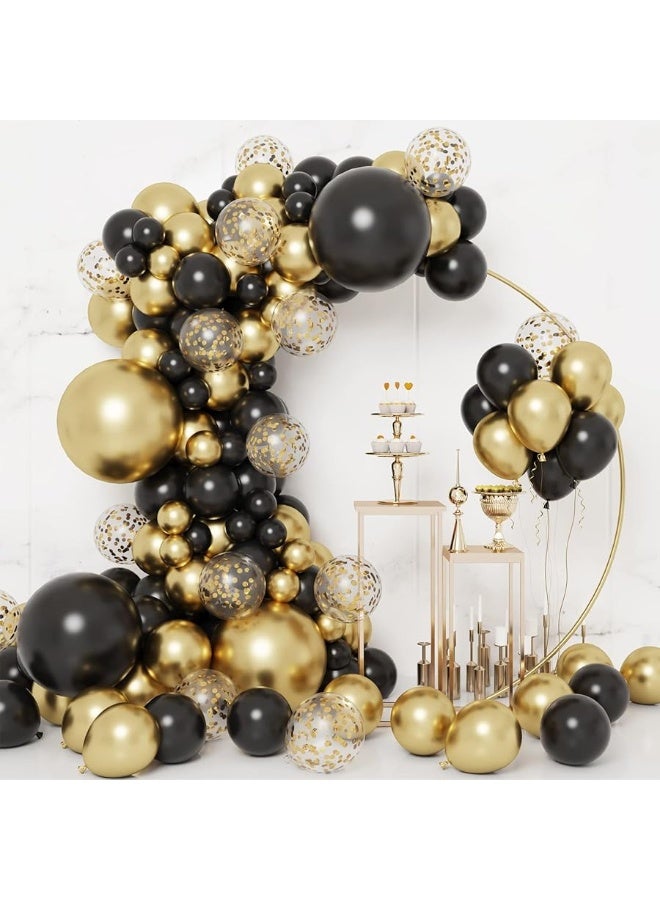 RUBFAC 130pcs Black and Gold Balloons, Balloons Garland Arch Kit, Black Metal Gold and Metallic Confetti Gold Balloons for Graduation Party Baby Shower Wedding Birthday Anniversary - Image 3