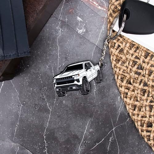 FOUR WHEEL BEAST Chevy Keychain Compatible with Chevy Silverado 1500 Accessories - Toy Truck Gifts Men Key Fob (White) - Image 3