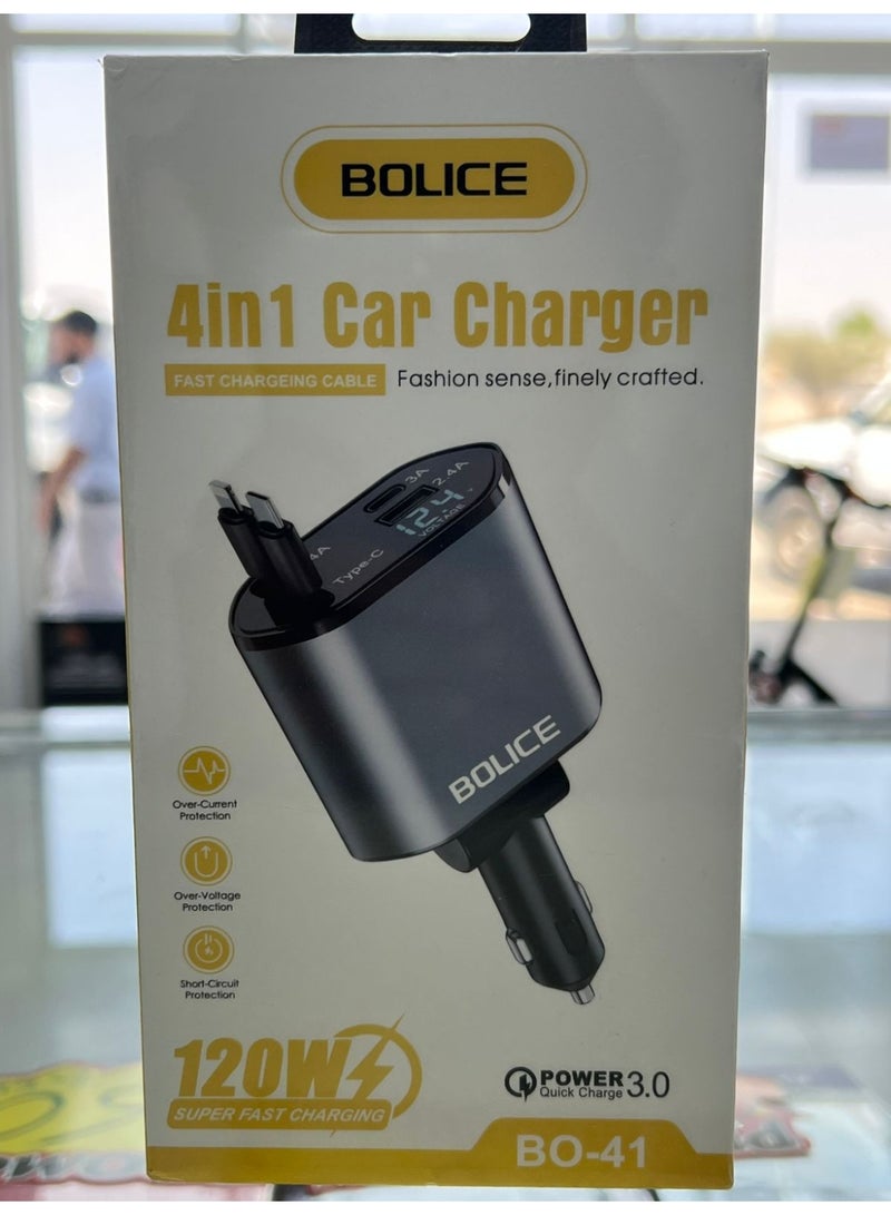 BOLICE 4 in 1 Car Charger B0-41 120W Super Fast Charging
