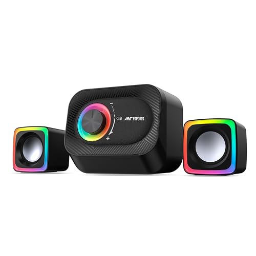 Ant Esports GS340 PRO 2.1 USB Powered Gaming Speakers |5W Subwoofer Dual 3W Satellites |Bluetooth/AUX Input | Volume Control |7-Mode RGB Lights| Multimedia Stereo Desktop Speakers for PC &Laptop_Black - Image 1