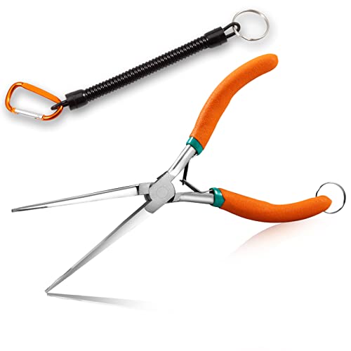 SPEEDWOX 7-Inch Long Reach Needle Nose Pliers with Teeth Extra Long Nose Precision Wire Looping Pliers Needle Remover Pliers for Hard to Reach Narrow Spaces Jewelry Making Tools Curved Handle - Image 1