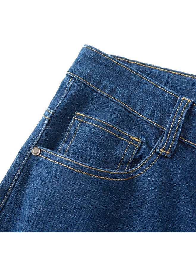 Tucano Tucano Men's Jeans, Summer Lightweight, Solid Color, Business Casual, Wrinkle-resistant, Stretchy, Slim-fit Long Pants, Men's Clothing, Black And Blue, Size 38 - Image 1