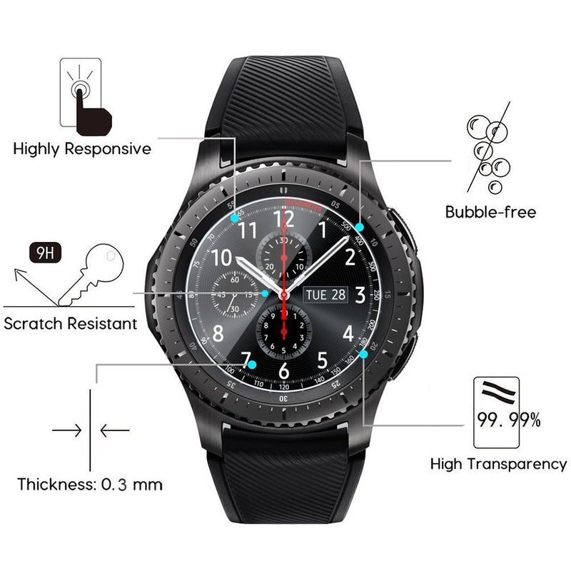 AKWOX (4-Pack) Compatible with for Gear S3 Tempered Glass Screen Protector, AKWOX [0.3mm 2.5D High Definition 9H] Clear Screen Protector for Samsung Gear S3 Frontier/Classic - Image 2