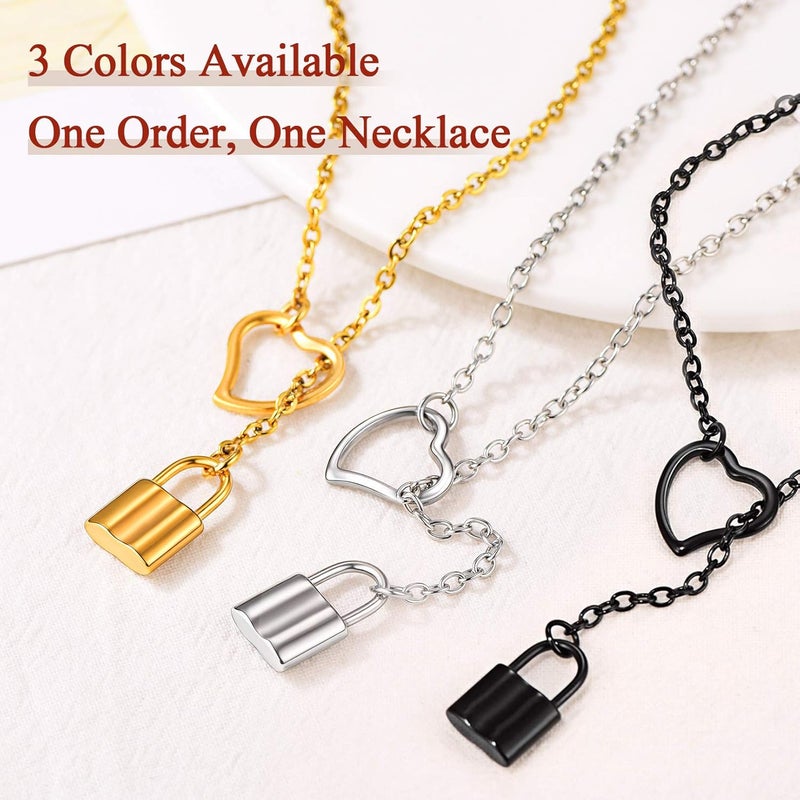 FOCALOOK Lariat Y-Necklaces | Long Necklaces for Women | Long Black Necklaces | Gold Necklaces for Women | Drop Heart Necklaces for Women | Front Adjustable Long Chain Necklace - Image 4