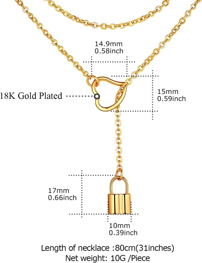 FOCALOOK Lariat Y-Necklaces | Long Necklaces for Women | Long Black Necklaces | Gold Necklaces for Women | Drop Heart Necklaces for Women | Front Adjustable Long Chain Necklace - Image 5