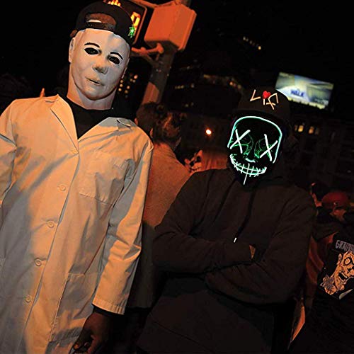 PATPAT® Halloween Mask For Men, Led Mask Light Up Ghost Mask For Halloween Cosplay Luminous Call Of Duty Ghost Mask Party Black Mask For Women Men Mysterious Hacker Mask V For Vendetta Horror Mask - Image 4