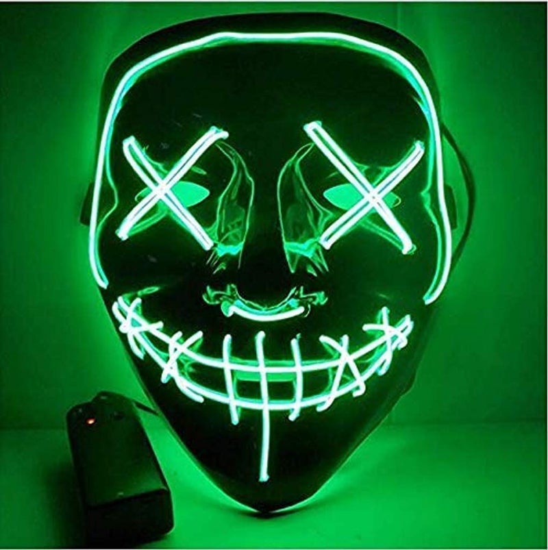 PATPAT® Halloween Mask For Men, Led Mask Light Up Ghost Mask For Halloween Cosplay Luminous Call Of Duty Ghost Mask Party Black Mask For Women Men Mysterious Hacker Mask V For Vendetta Horror Mask - Image 1