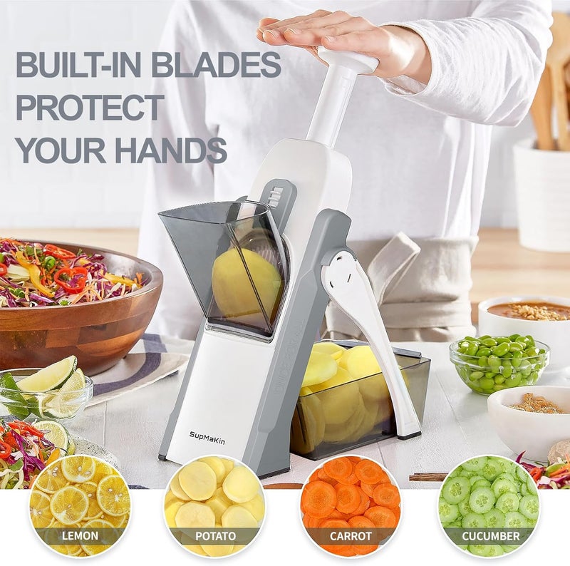 SupMaKin Safe Mandoline Slicer for Kitchen, Potato Slicer for Chips, Vegetable & Food Cutter,Thickness Adjustable 0.1-8 mm, Kitchen Faster Slice Artifact (Only Slicer) - Image 3