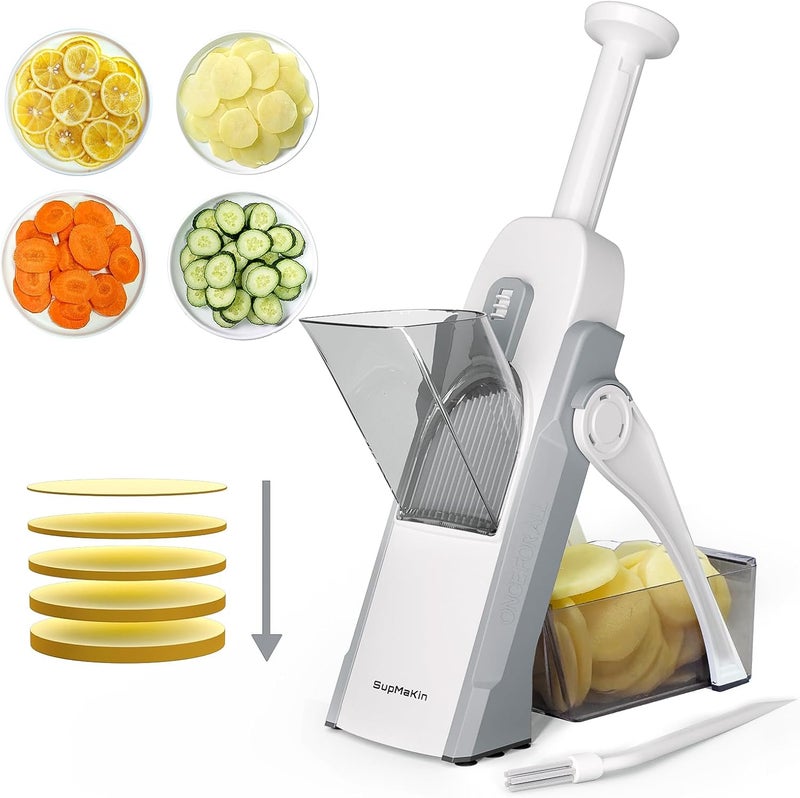 SupMaKin Safe Mandoline Slicer for Kitchen, Potato Slicer for Chips, Vegetable & Food Cutter,Thickness Adjustable 0.1-8 mm, Kitchen Faster Slice Artifact (Only Slicer) - Image 1