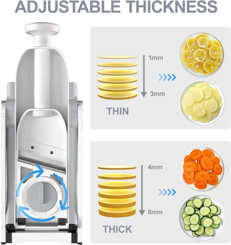 SupMaKin Safe Mandoline Slicer for Kitchen, Potato Slicer for Chips, Vegetable & Food Cutter,Thickness Adjustable 0.1-8 mm, Kitchen Faster Slice Artifact (Only Slicer) - Image 2