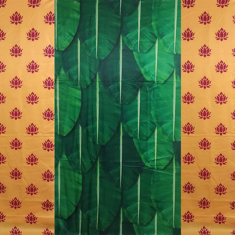 ZESTENTER ZestEnter Wedding Traditional Banana Leaf with Lotus Design Backdrop Cloth for All Occasions  - Image 2