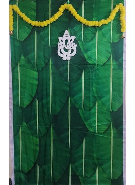 ZESTENTER ZestEnter Wedding Traditional Banana Leaf with Lotus Design Backdrop Cloth for All Occasions  - Image 3