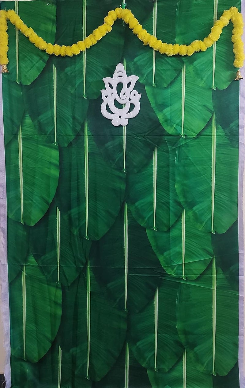 ZESTENTER ZestEnter Wedding Traditional Banana Leaf with Lotus Design Backdrop Cloth for All Occasions  - Image 3