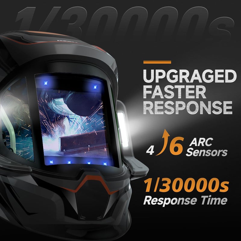 ANDELI Welding Helmet with 4 LED Light, Panoramic Large Viewing Screen 3.94"X3.74" True Color Auto Darkening Welding Helmet, 4 Arc Sensor 4/5-9/9-13 Type-C Charging MONERCP-LED-PRO - Image 5