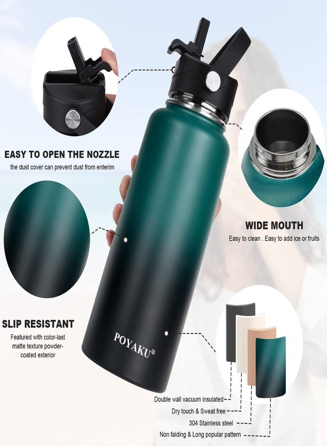 POYAKU Water Bottle Insulated 32oz 40oz 64oz 128oz Straw Lid Spout Lid & 3 Lids, Leak Proof, Vacuum Insulated,Stainless Steel Water Bottle Wide Mouth for Sports, Gym or Office (Indigo Crush, 32 oz) - Image 4