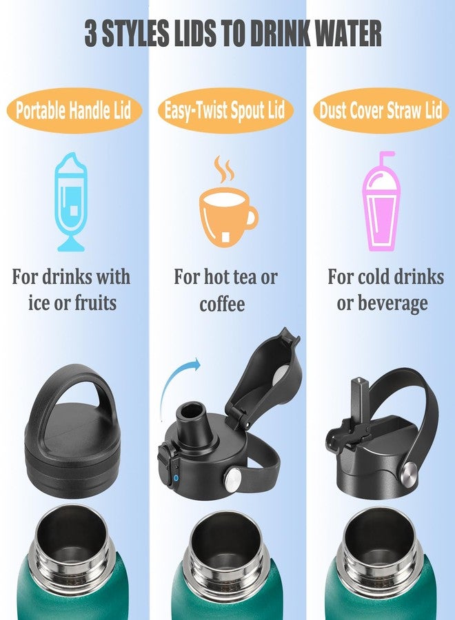 POYAKU Water Bottle Insulated 32oz 40oz 64oz 128oz Straw Lid Spout Lid & 3 Lids, Leak Proof, Vacuum Insulated,Stainless Steel Water Bottle Wide Mouth for Sports, Gym or Office (Indigo Crush, 32 oz) - Image 5
