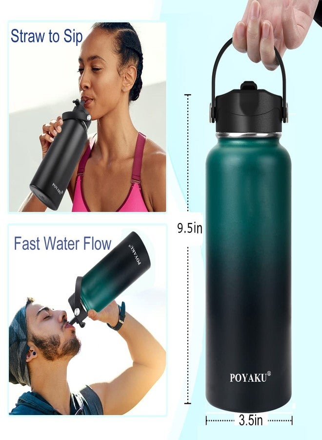 POYAKU Water Bottle Insulated 32oz 40oz 64oz 128oz Straw Lid Spout Lid & 3 Lids, Leak Proof, Vacuum Insulated,Stainless Steel Water Bottle Wide Mouth for Sports, Gym or Office (Indigo Crush, 32 oz) - Image 3