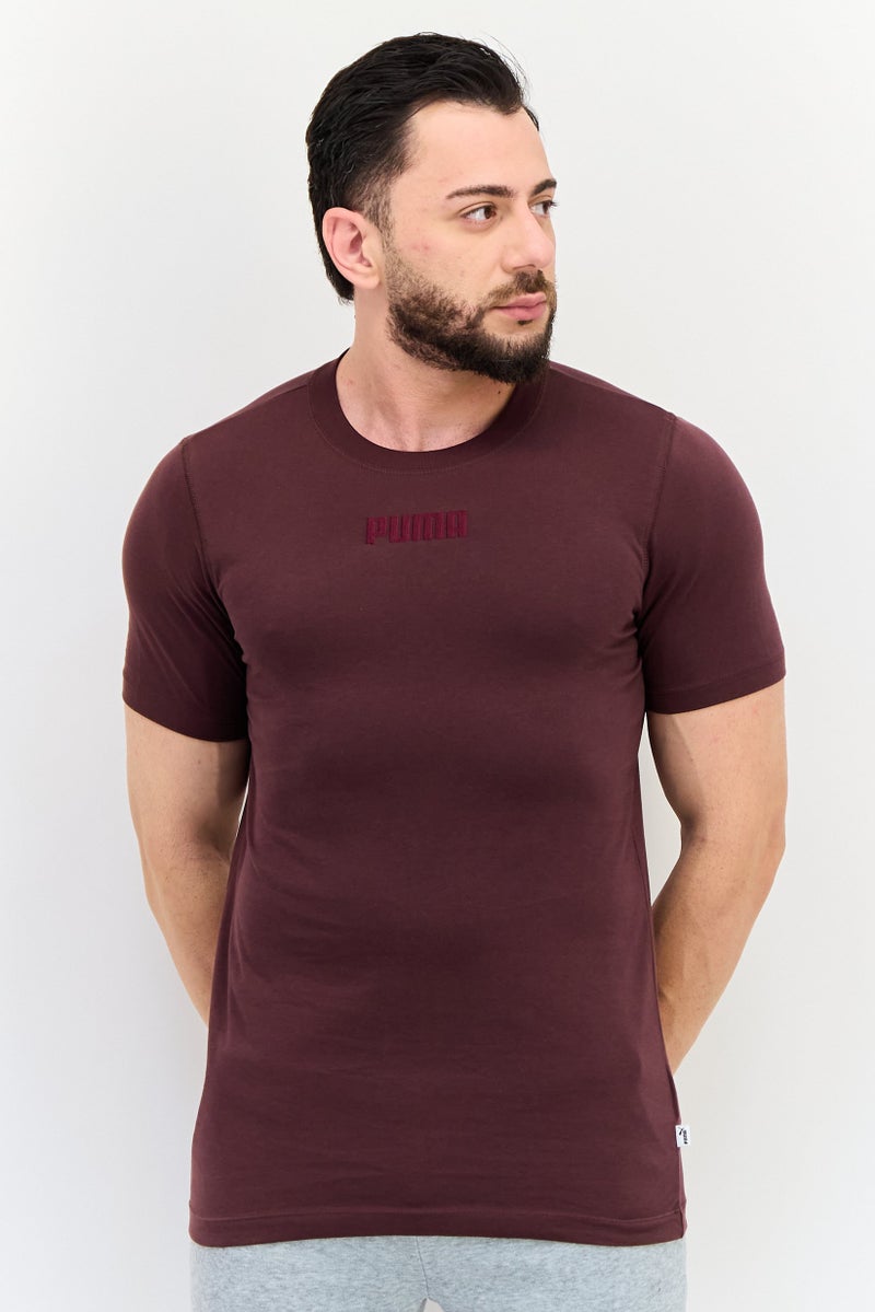 PUMA تي شيرت رياضي للرجال بأكمام قصيرة، خارجي، لون مارون - Image 1