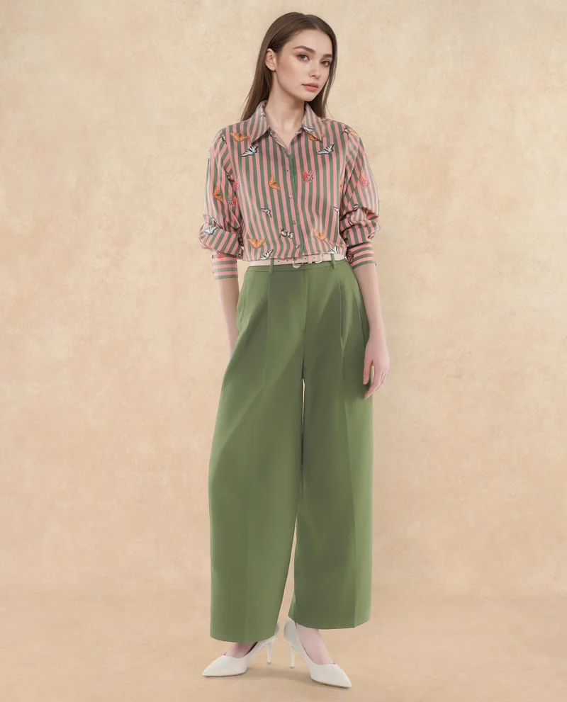 Rareism Women's Ankle Length Plain Trouser