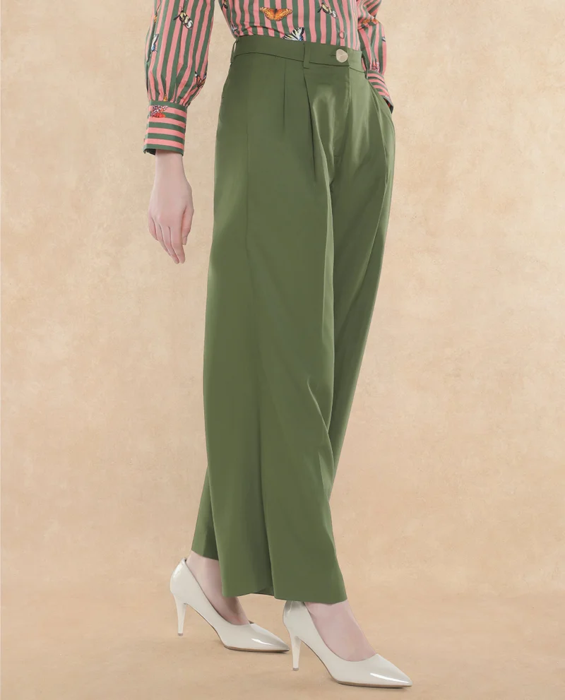 Rareism Women's Ankle Length Plain Trouser