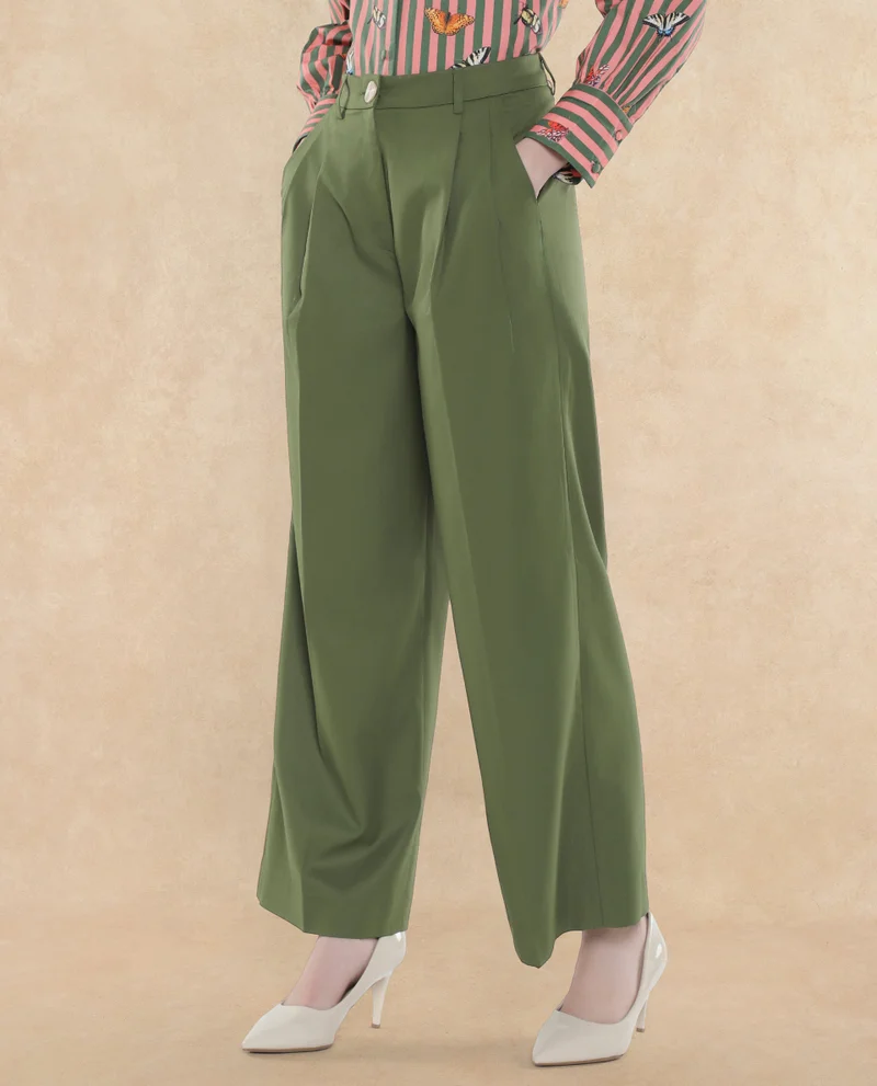 Rareism Women's Ankle Length Plain Trouser