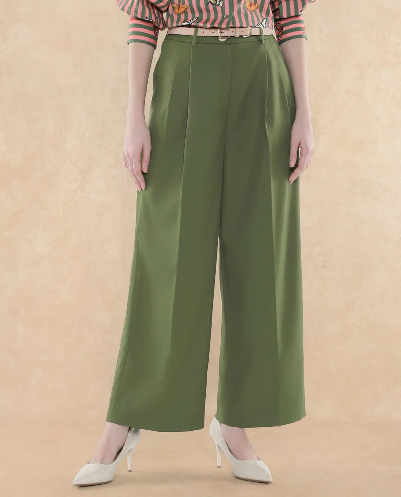 Rareism Women's Ankle Length Plain Trouser