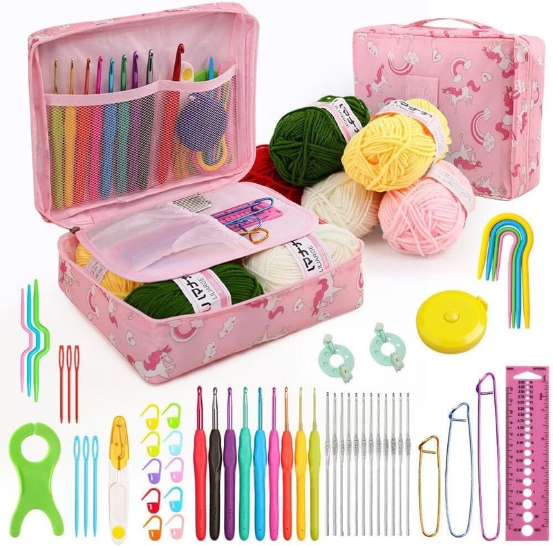 Goreem Crochet Kit for Beginners Crochet Kit Crochet Hook Set 58 Piece Including Yarn Ergonomic Crochet 2.0-6.0mm Crochet Hook Set Kids Crochet Starter Kit UK (Purple) - Image 1
