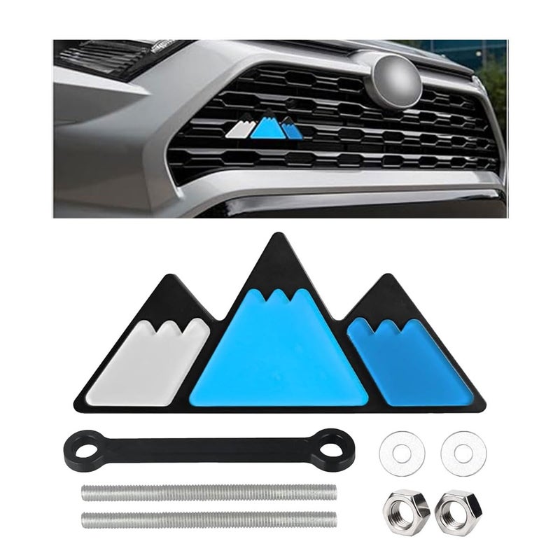 Car TriColor Grille Emblem Auto Snow Mountain Decoration Sticker Triangle Badge Decal Car Bumper 3Color Decoration Accessories Universal for Most Cars SUVs Vehicles
