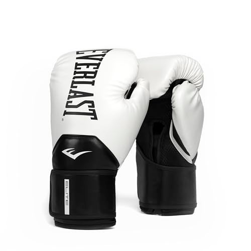 Everlast Elite 2 Boxing Gloves Pro Training Heavy Bag Gloves Men Women Ventilated Palm MultiLayer Protection WhiteBlack 12 oz - Image 1
