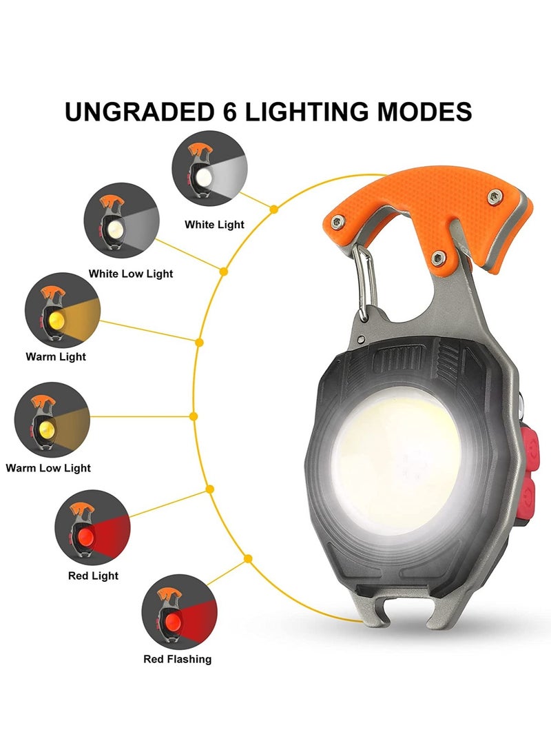 ELTRAZONE Portable Mini LED Small Work Light Keychain Flashlight 7 Modes 800 Lumens Rechargeable Inspection Lights with Bottle Opener Magnetic Base for Camping Repair Emergency Lighting - Image 3