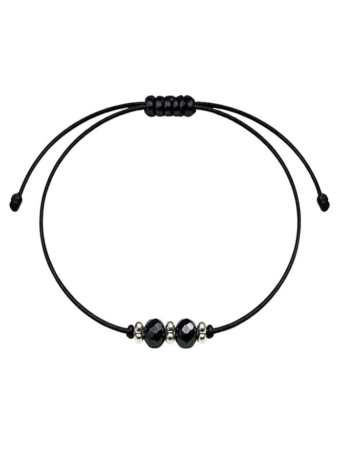 DARSHRAJ 925 Sterling Silver Anklet | Black Thread Ankle Bracelet for Women & Girls | Double Bead Payal | Adjustable Handmade Foot Jewelry | Daily Wear Nazariya Ethnic Ankle Jewelry - Image 1