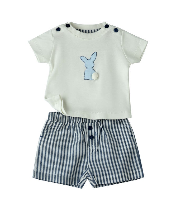Tiny Hug NEWBORN BOY SHORT-SET (STRIPES) SHORTS, SOLID T-SHIRT - Image 1