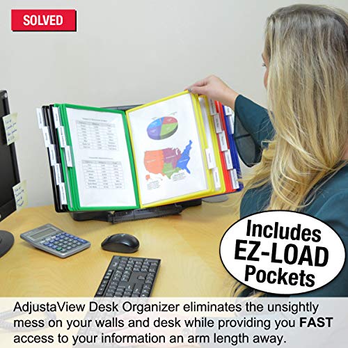 Ultimate Office AdjustaView 20-Pocket Desk Reference Organizer with Easy-Load Pockets and Compact Weighted Base for Stability (Colored Pockets) - Image 3