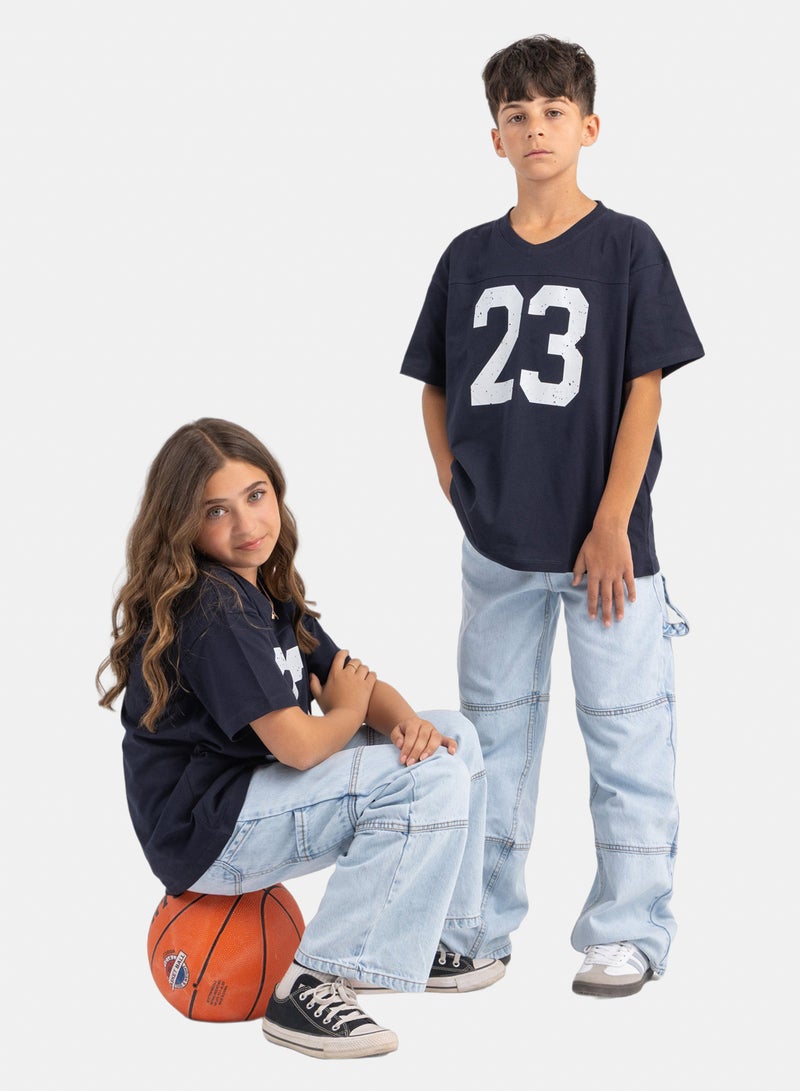 Milusa Unisex Milusa V-Neck Jersey in Navy - Image 1