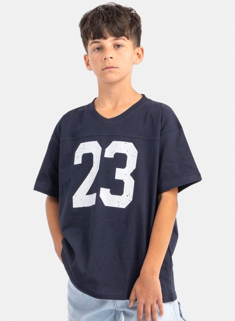 Milusa Unisex Milusa V-Neck Jersey in Navy - Image 3