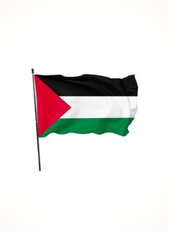 The State of Palestine Flag - SIZE 90X150CM (3X5FT) - SINGLE SIDED WITH BOTH SIDE VISIBILITY - WITH ROPES OR BRASS GROMMETS TO FLY - INDOOR AND OUTDOOR USE
