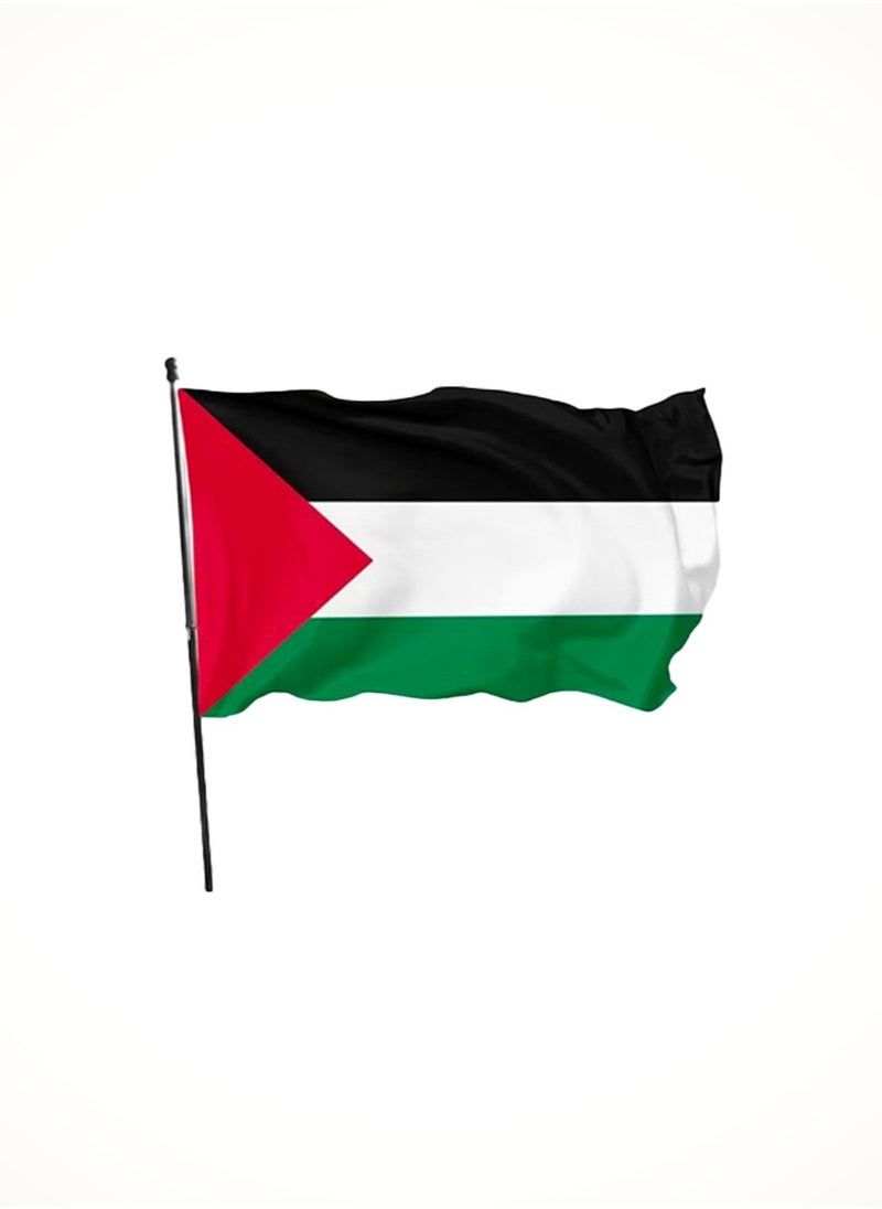 THE BABA - The State of Palestine Flag - SIZE 90X150CM (3X5FT) - SINGLE SIDED WITH BOTH SIDE VISIBILITY - WITH ROPES OR BRASS GROMMETS TO FLY - INDOOR AND OUTDOOR USE - Image 1