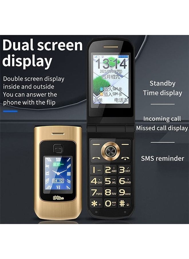 DMG TECH - Dual Screen Flip Mobile Phone for the Elderly Slim Handwriting Style Emergency Call Quick Dial with Big Battery Rotate Screen - Image 1