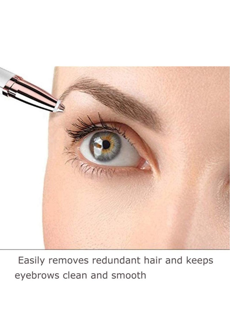 ELTRAZONE Painless Electric Eyebrow Trimmer Hair Removal Razor Epilator Pen with built-in LED light for the perfect smooth finish (White) - Image 5