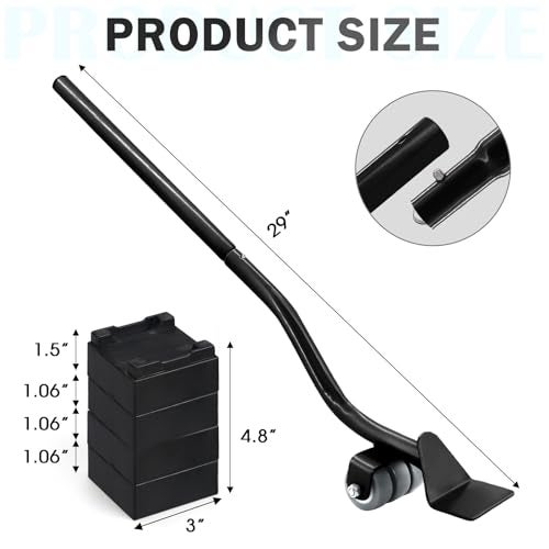 VIOBEPASS Lengthening Furniture Lifter Tool Appliance Furniture Metal Lifters for Heavy Furniture Movers Sliders Wheels Easily Safe to Move Sofa Refrigerator Washing Machine 1 Lifter 4 Raise Blocks 2 Pads - Image 3