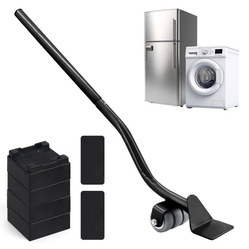 VIOBEPASS Lengthening Furniture Lifter Tool Appliance Furniture Metal Lifters for Heavy Furniture Movers Sliders Wheels Easily Safe to Move Sofa Refrigerator Washing Machine 1 Lifter 4 Raise Blocks 2 Pads - Image 2